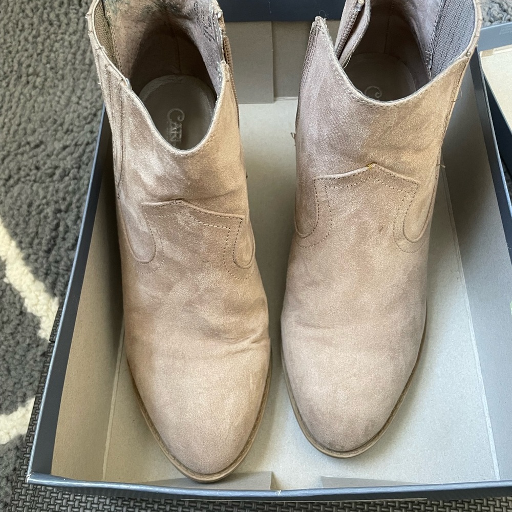 Tan suede booties. Size 8.5 Carlos Santana